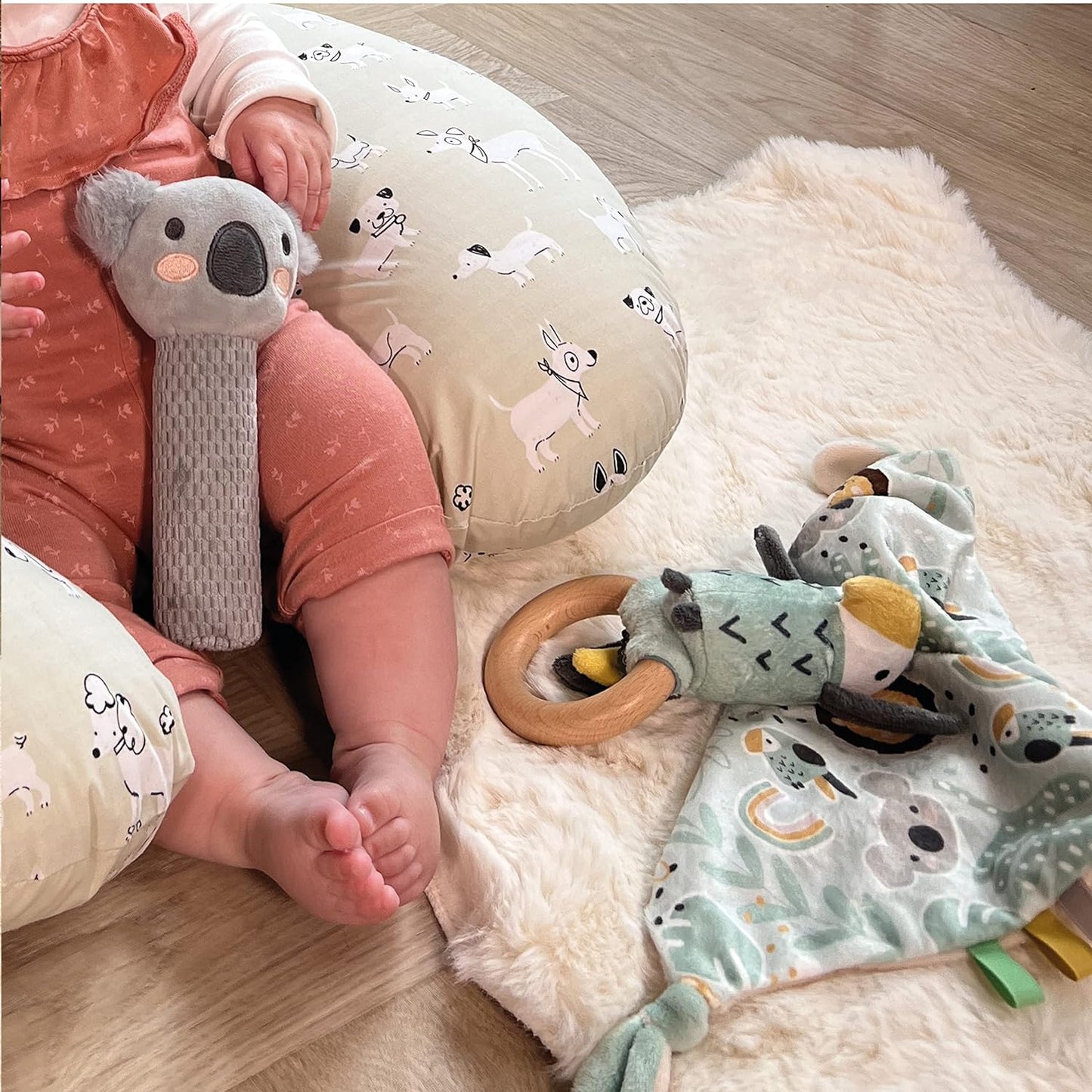 Animal Adventures Baby Gift Set – 3-Piece Keepsake Set | Comforter, Squeaker & Rattle | Gift Box Included | Suitable from Birth