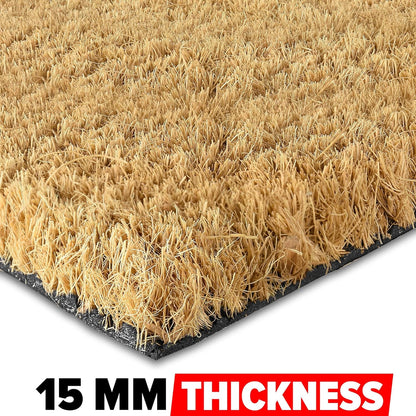 Coir Door Mats Outdoor Indoor | Front Door Heavy Duty Doormat Thick Non Slip High Absorbency | Large 100% Natural Coir Dirt Trapper | Entrance Matting (Welcome Cursive)