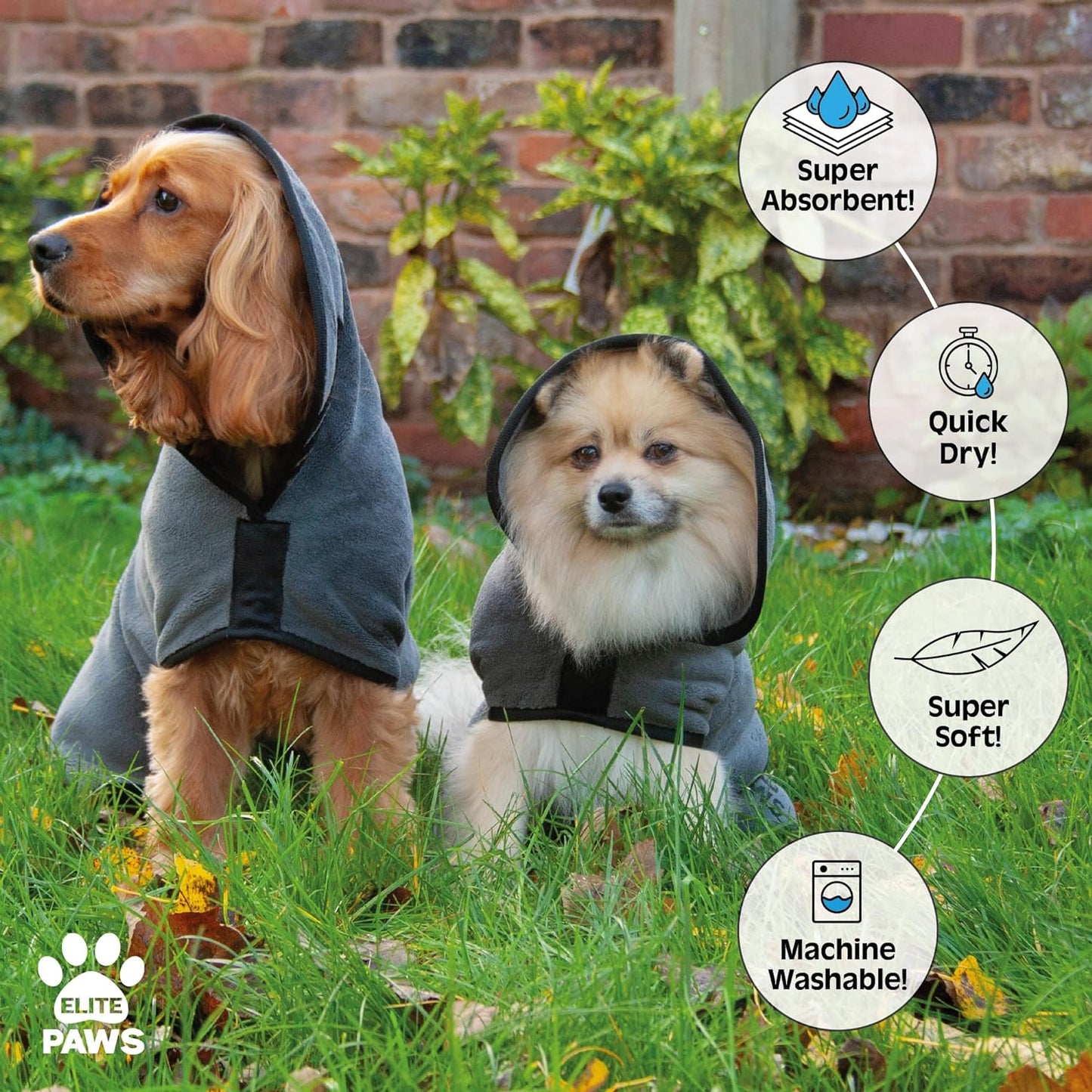 ® UK: Luxury Microfibre Dog Drying Coat: All-Season Thick Robe, Dries Pets in about 20-30 Mins, Ultra Absorbent, Super Soft, for Bath, Grooming, Travel, Puppy & Adult, Machine Wash (M)