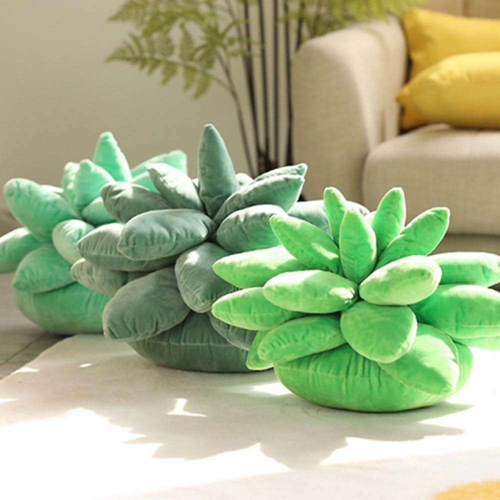 9.8 in Succulent Pillow, Plant Pillow,Cute Stuffed Plant Plush Pillows, 3D Succulents Cactus Pillow, Plush Cushion for Garden Bedroom Home Decor