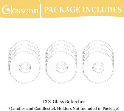 Bobeches of Candles & Holders, Clear Candle Drip Catcher for Glass Candle Stick Holder Set of 12, Unique Candle Ring for Candelabra Candle Holder, Bobeche Candle Holders for Living Room