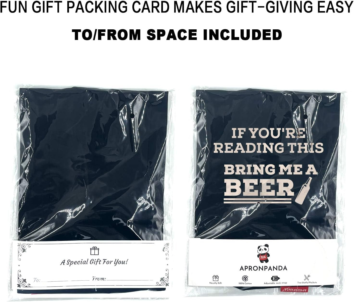 If You'Re Reading This Bring Me a Beer, Adjustable Barbecue Cotton Aprons for Men, Fathers Day Gifts for Dad Husband Boyfriend, Birthday Gifts for Men