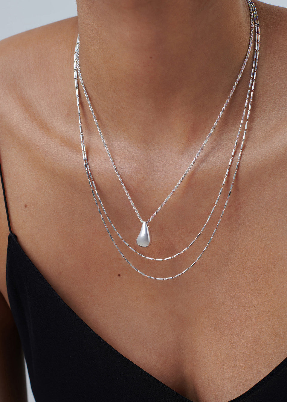 Missoma Savi Droplet Rhodium-Plated Necklace