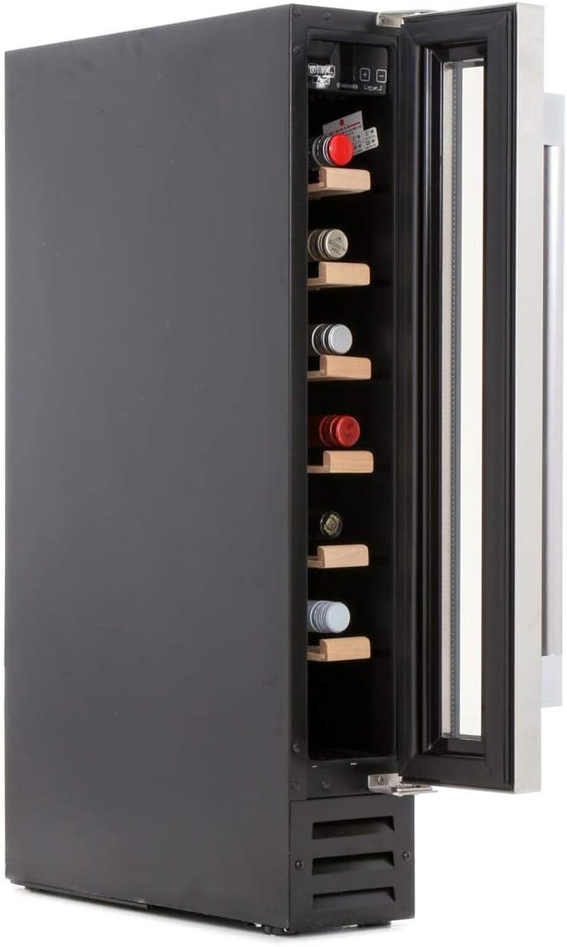 HWCB15UK Freestanding Wine Cooler, Single Zone Temperature, 7 Bottle Storage, 15Cm Wide, Black, 23 Liters