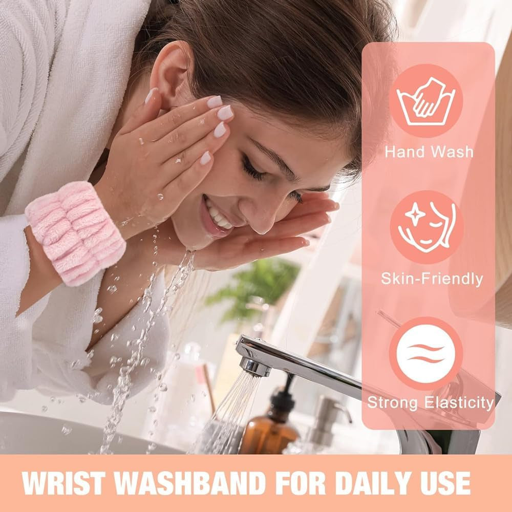 Wrist Towels for Washing Face Spa Wristbands and Headband Microfiber Quick Dry Absorbent Wristbands for Girls Men Makeup 6PCS Arm Bands Set