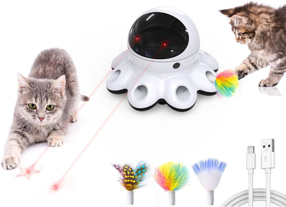 Automatic Cat Toy, 2-In-1 Interactive Cat Toys for Indoor Cats, Automatic Cat Toy, 8 Holes Mice Whack a Mole Moving Feather, USB Rechargeable Electronic Kitten Toys for All Breeds Black