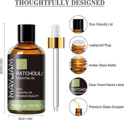 Patchouli Essential Oils 30Ml, 100% Pure Natural Essential Oils, Therapeutic-Grade Aromatherapy Essential Oil, Fragrance Oils for Diffuser, Humidifier, Relax, Sleep