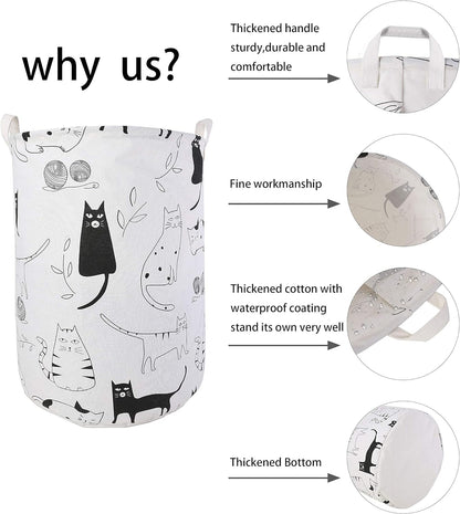 2Pcs 19.7" Laundry Hamper, Collapsible Storage Basket with Easy Carry Handles, Waterproof round Cotton Linen, for Baby Products, Toys, Bedroom Hamper