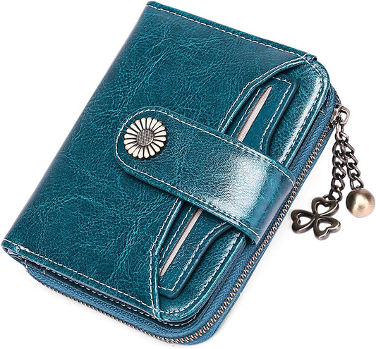 Purses for Women Genuine Leather Small Bifold Compact Womens Wallet with RFID Protection