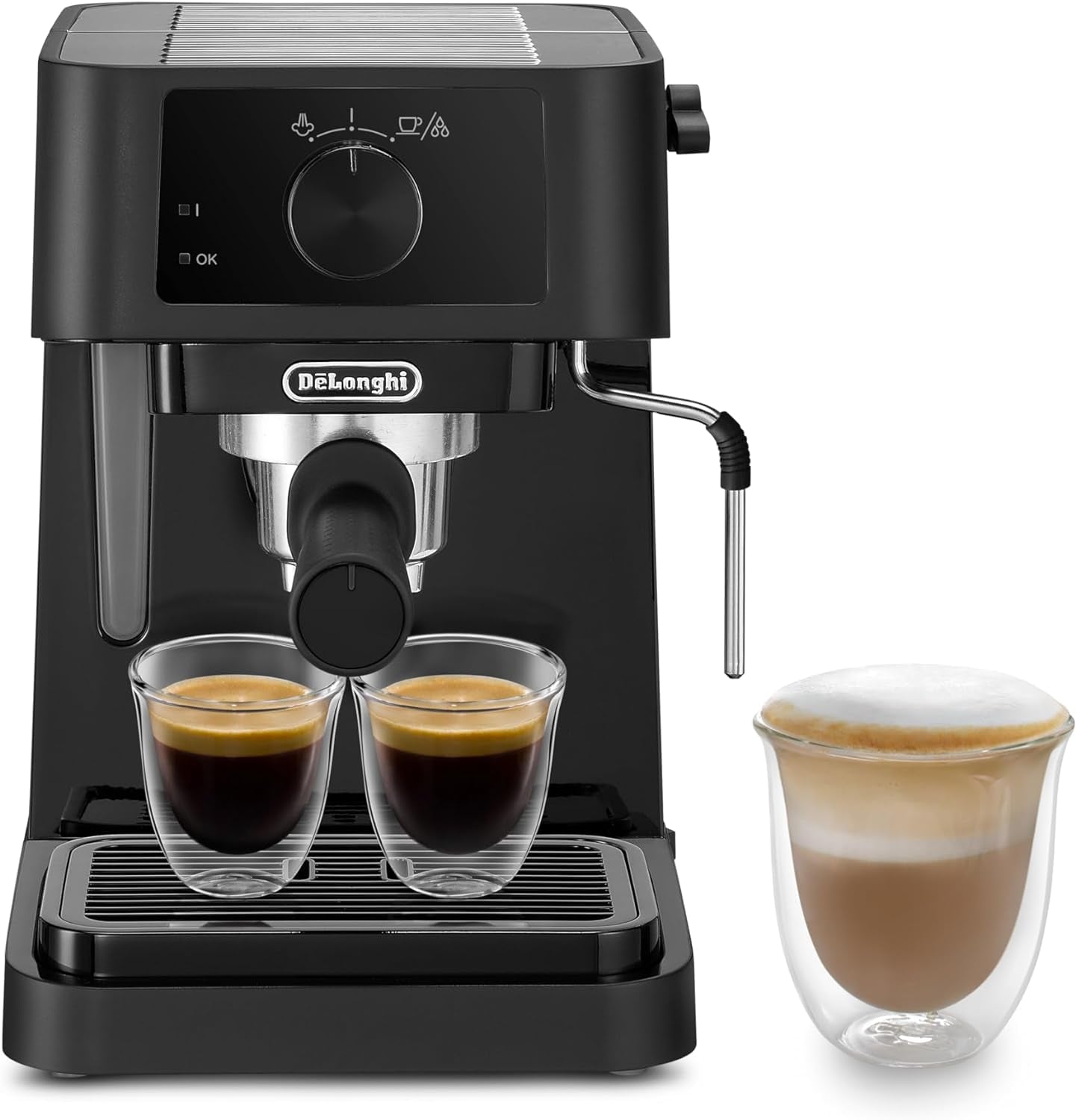 Stilosa EC230.BK, Traditional Barista Pump Espresso Machine, Espresso and Cappuccino, 2 Cups, Black