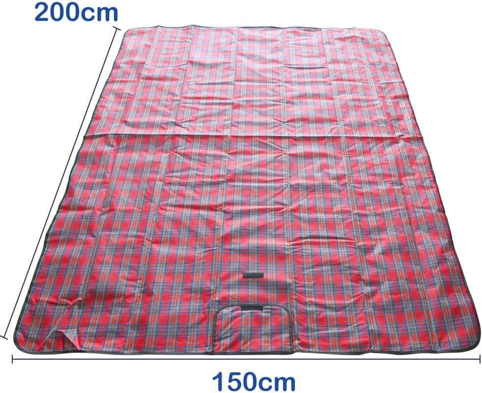 Armo Extra Large Tartan Picnic Blanket with Carrying Handle Waterproof Beach Garden Outdoor Washable Picnic Camping Blanket 200CM X 200CM (Red)