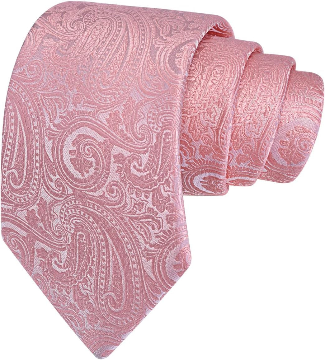 3.15"（8Cm） Mens Tie and Lapel Pin Paisley Necktie Hankerchief Cufflinks Set for Men