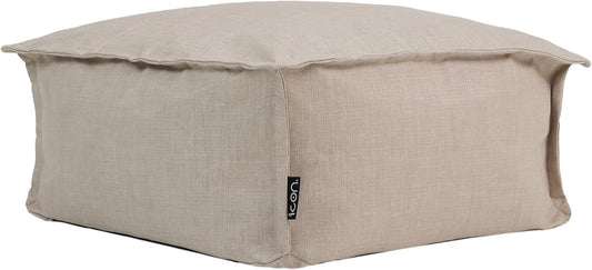 Vita Bean Bag Footstool, Natural, Indoor Outdoor Pouffe with Water Resistant Fabric, Large Footstool with Filling Included