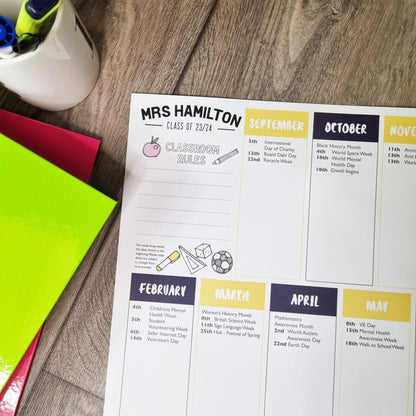 Personalised Teacher Wall Planner