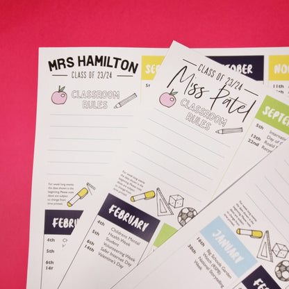 Personalised Teacher Wall Planner