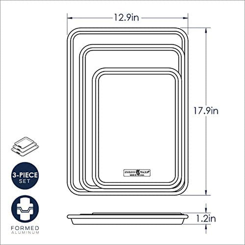Naturals 3 Piece Baker'S Delight Set, Natural Aluminium Baking Sheet with Superior Heat Conductivity, Premium Bakeware Made in the USA, Silver