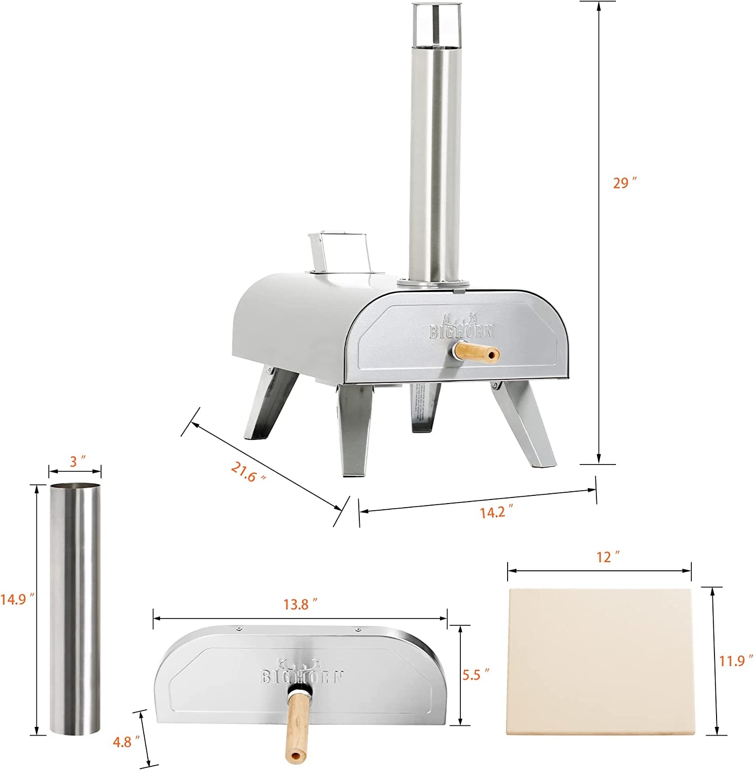 Pizza Ovens Wood Pellet Pizza Oven Wood Fired Pizza Maker Portable Stainless Steel Pizza Grill