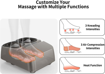 Foot Massager Machine with Heat, Gifts for Men Women, Foot Massager for Plantar Fasciitis and Relieve Pain, Deep Kneading Shiatsu Foot Massager, Fits Feet up to Men Size 12