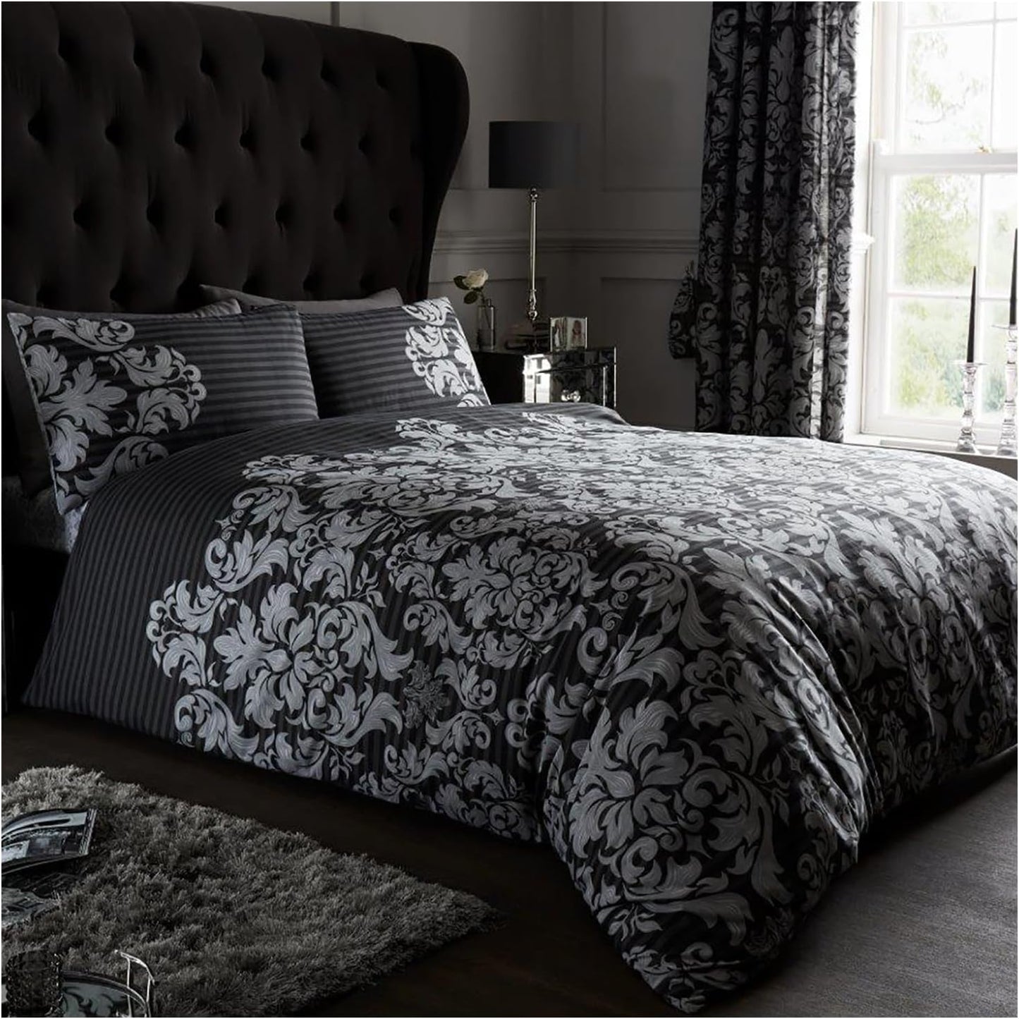 Paisley Duvet Cover King Size - Reversible Bedding & Linen - Ultra Soft Bed Cover with Pillow Cases - Black