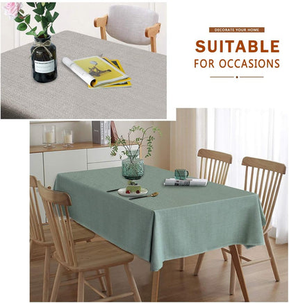 Rectangular Tablecloth Faux Linen Waterproof and Wrinkle Resistant Oblong Decorative Table Cloth for Kitchen Dining Party Buffet (Celadon Green, 145 X 215Cm)