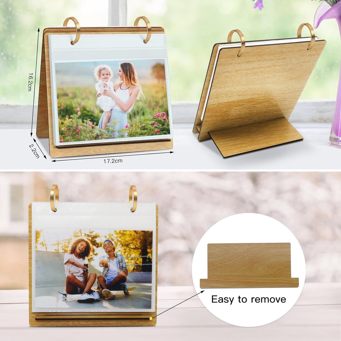 Desk Photo Albums 6X4 Slip in for 60 Photos Flip Photo Frame for 6X4