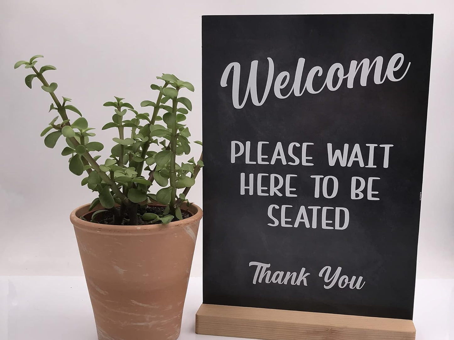 Please Wait Here to Be Seated Sign - Popular Restaurant Furniture - Available as Freestanding or Adhesive (Stand)