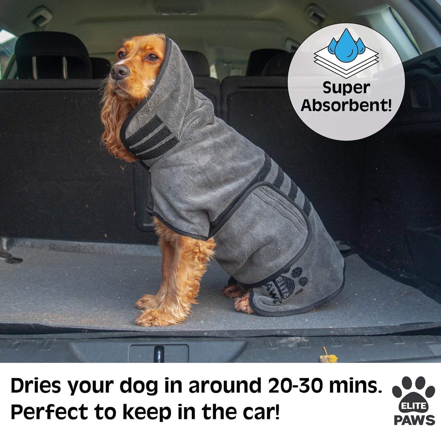 ® UK: Luxury Microfibre Dog Drying Coat: All-Season Thick Robe, Dries Pets in about 20-30 Mins, Ultra Absorbent, Super Soft, for Bath, Grooming, Travel, Puppy & Adult, Machine Wash (M)