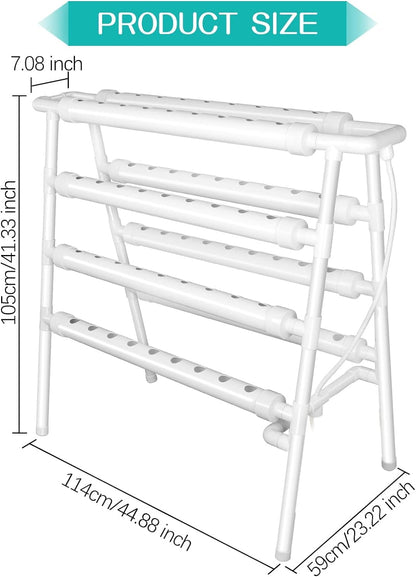 Hydroponic Grow Kit, Hydroponics Growing System 4 Layers 72 Plant Sites Food-Grade Pipes Hydroponic Planting Equipment with Water Pump, Pump Timer for Leafy Vegetables