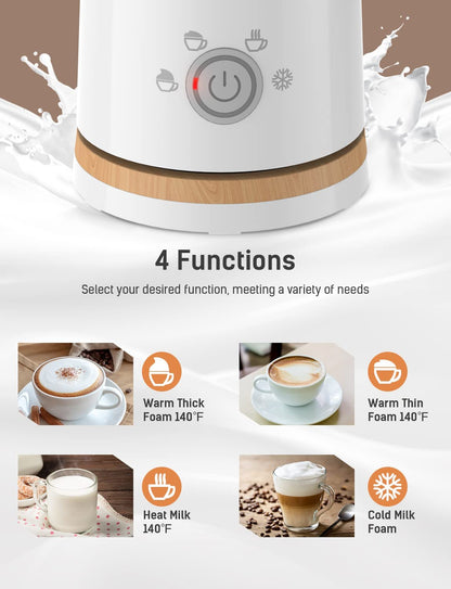 Milk Frother Electric Milk Steamer Automatic Hot or Cold Milk Foam Maker for Capuccino Chocolate Latte