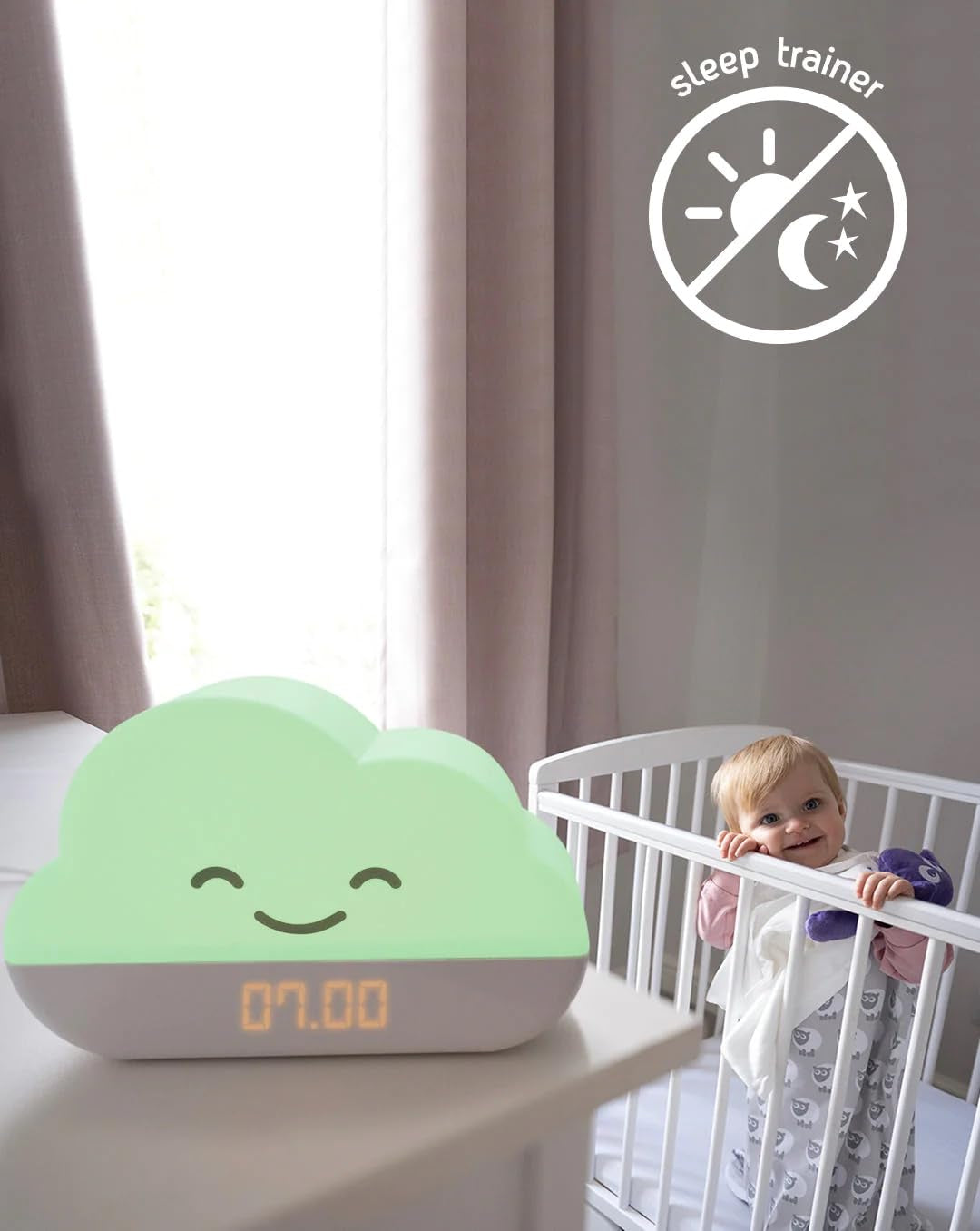 , Misty the Cloud 3 in 1 | Nursery Room Thermometer | Sleep Trainer Clock | Children’S Soothing Night Light | Suitable for Baby and Toddlers | Non App Version