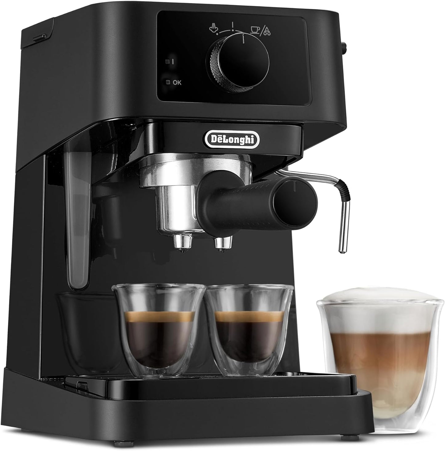 Stilosa EC230.BK, Traditional Barista Pump Espresso Machine, Espresso and Cappuccino, 2 Cups, Black