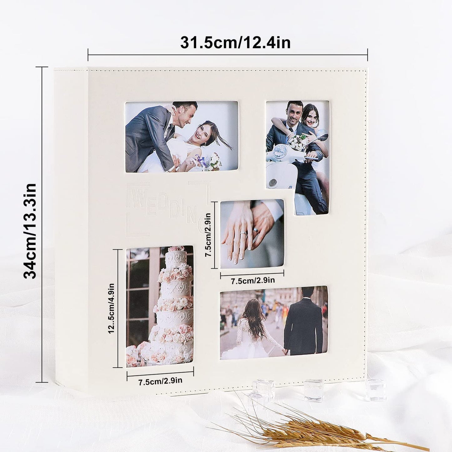 Wedding Photo Album 6X4, Leather Picture Album Holds 500 Landscape and Portrait 10X15Cm Photos White