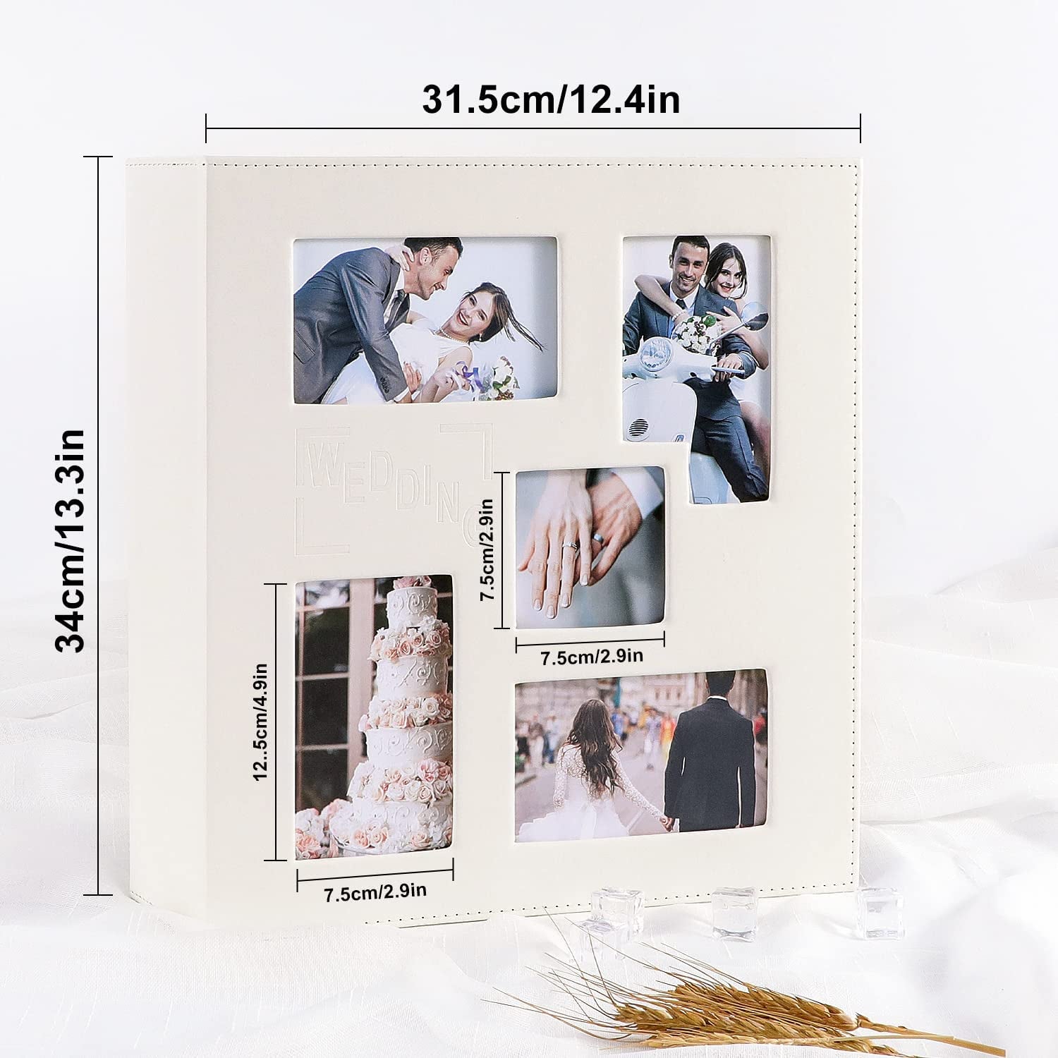 Wedding Photo Album 6X4, Leather Picture Album Holds 500 Landscape and Portrait 10X15Cm Photos White