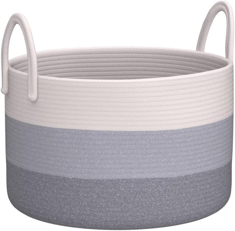 Grey Large Storage Baskets | Shoe Basket with Handle | Baby Laundry Baskets | Toy Baskets for Kids | Woven Basket Storage | Ironing Basket | Dirty Clothes Basket | Wash Basket - (50X33Cm)