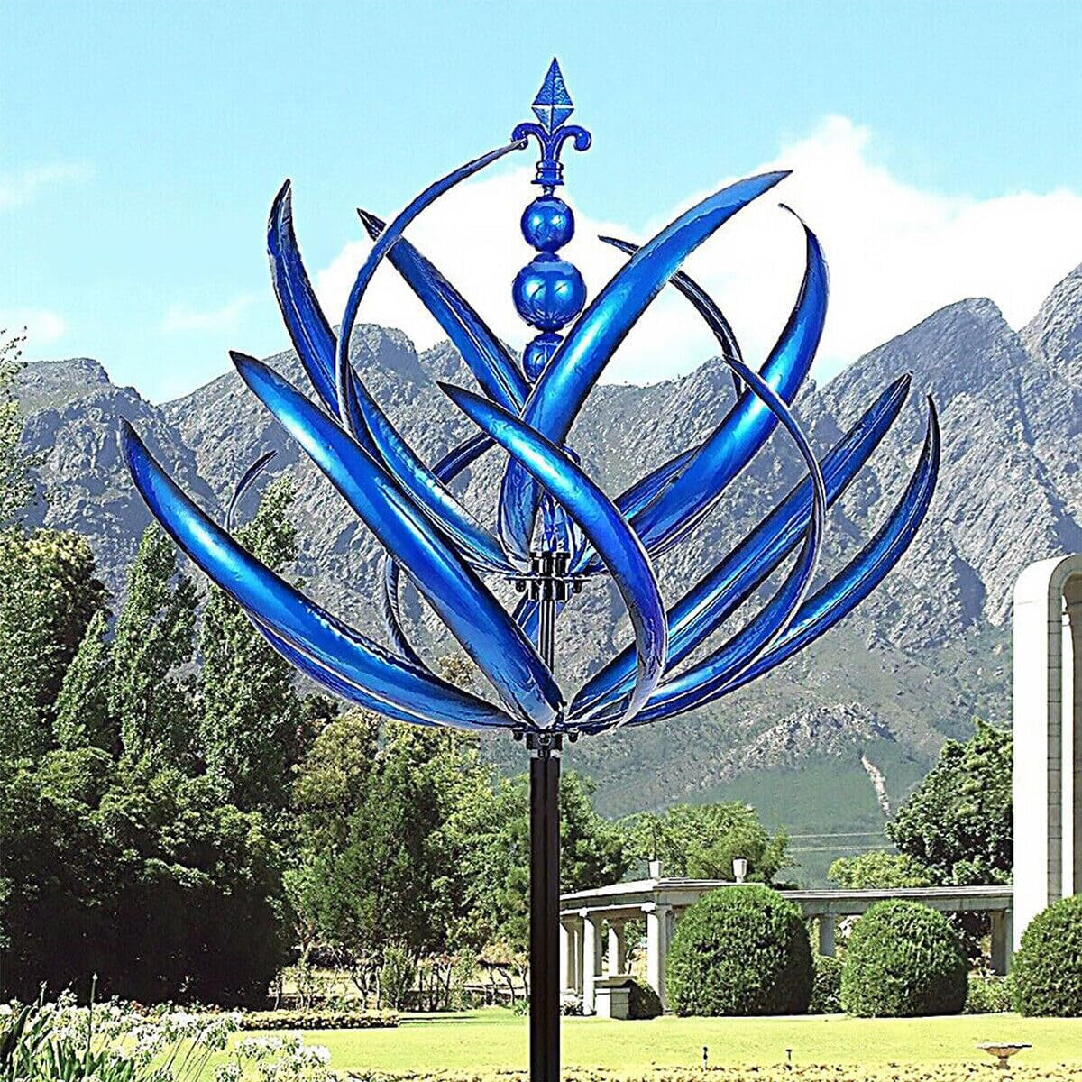 Wind Spinner Unique and Magical Kinetic Sculptures Windmill Wind Powered Garden Decor Gift Spinners Outdoor Metal Large for Yard Lawn Patio Garden Kinetic Sculptures Blue