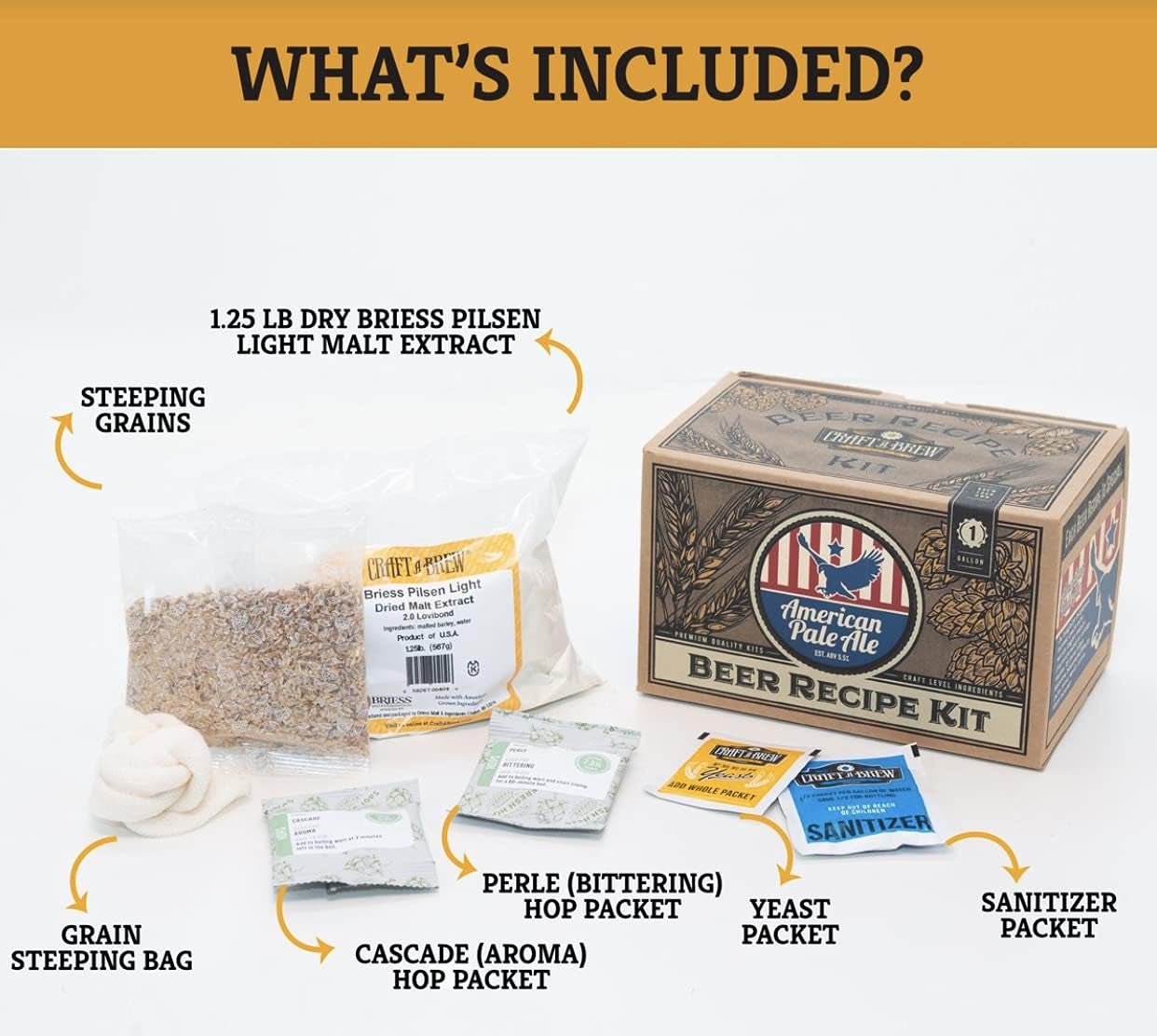 American Pale Ale Refill Recipe Kit; 1 Gallon; Ingredients for Home Brewing Beer