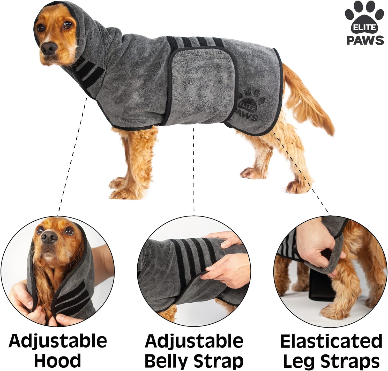 ® UK: Luxury Microfibre Dog Drying Coat: All-Season Thick Robe, Dries Pets in about 20-30 Mins, Ultra Absorbent, Super Soft, for Bath, Grooming, Travel, Puppy & Adult, Machine Wash (M)