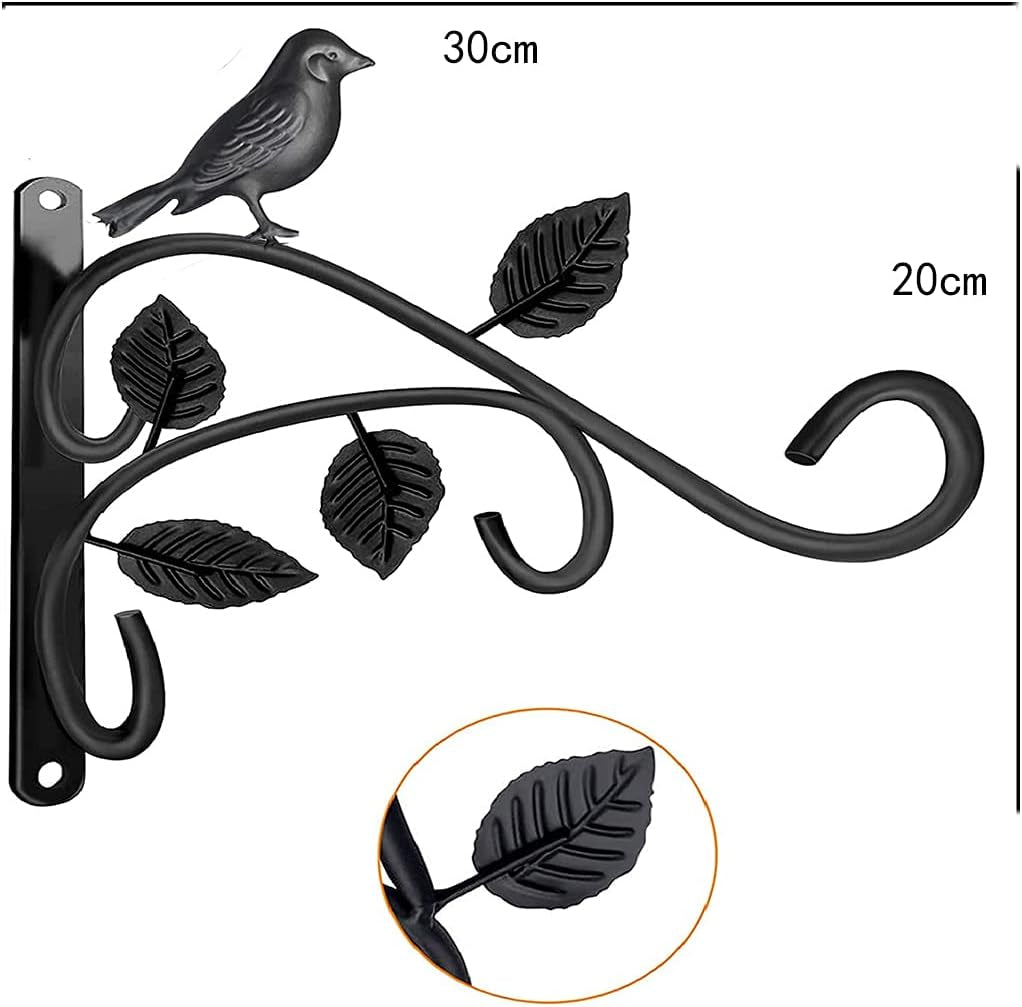 2 Packs Hanging Basket Brackets Wall Hanging Hooks 12 Inch Iron Plant Hanger Wall Hooks for Garden Plants/Lantern/Light/Bird Feeder