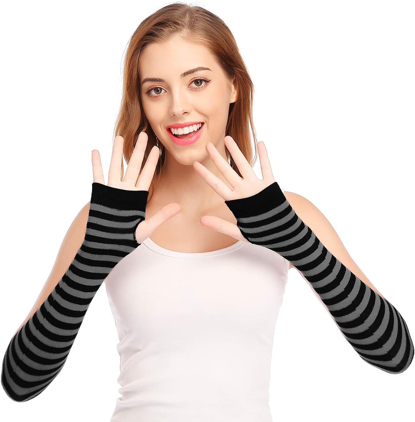 Punk Gothic Rock Long Arm Warmer Fingerless Gloves