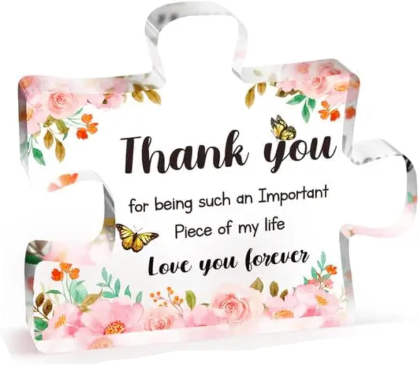 - Glass like Engraved Acrylic Block Novelty Puzzle - Shaped Plaque Block Puzzle Ornament Gift - Thankyou Present for Birthday, Anniversary, Etc (THANK YOU)