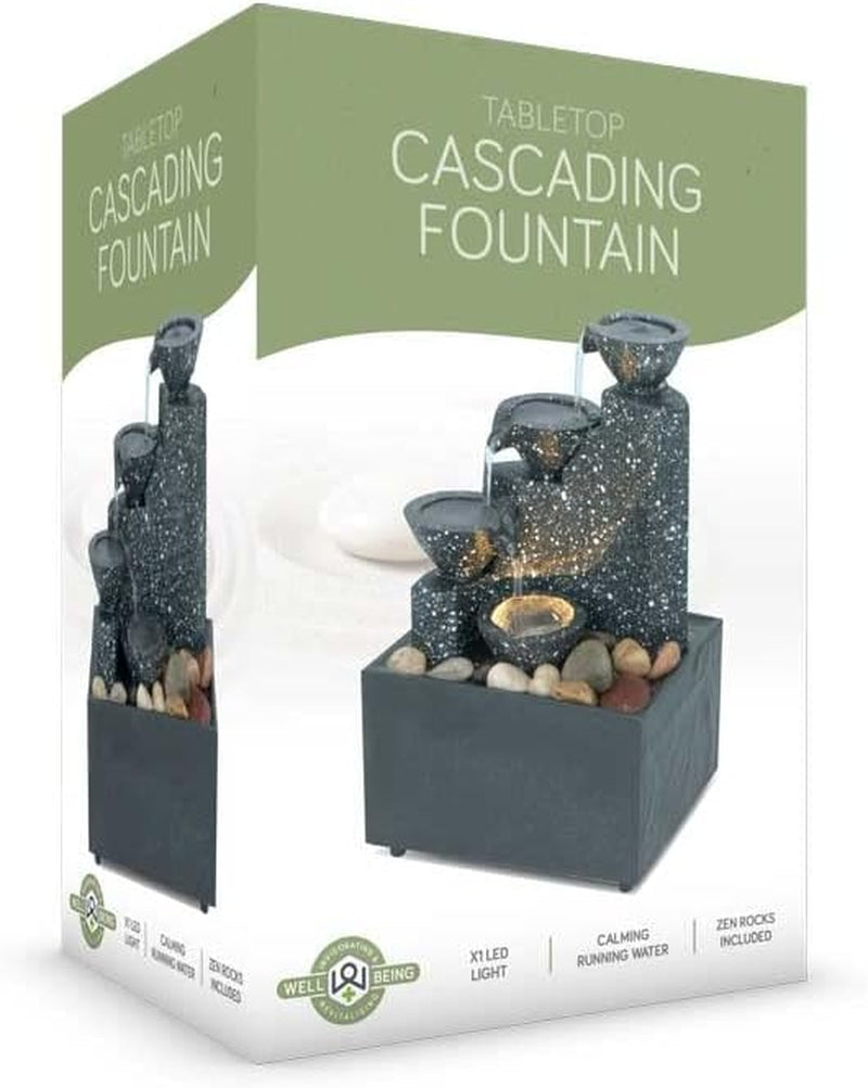 Well Being Tabletop Cascading Water Fountain - Four Bowls Zen Feng Shui Indoor Relaxation Water Feature