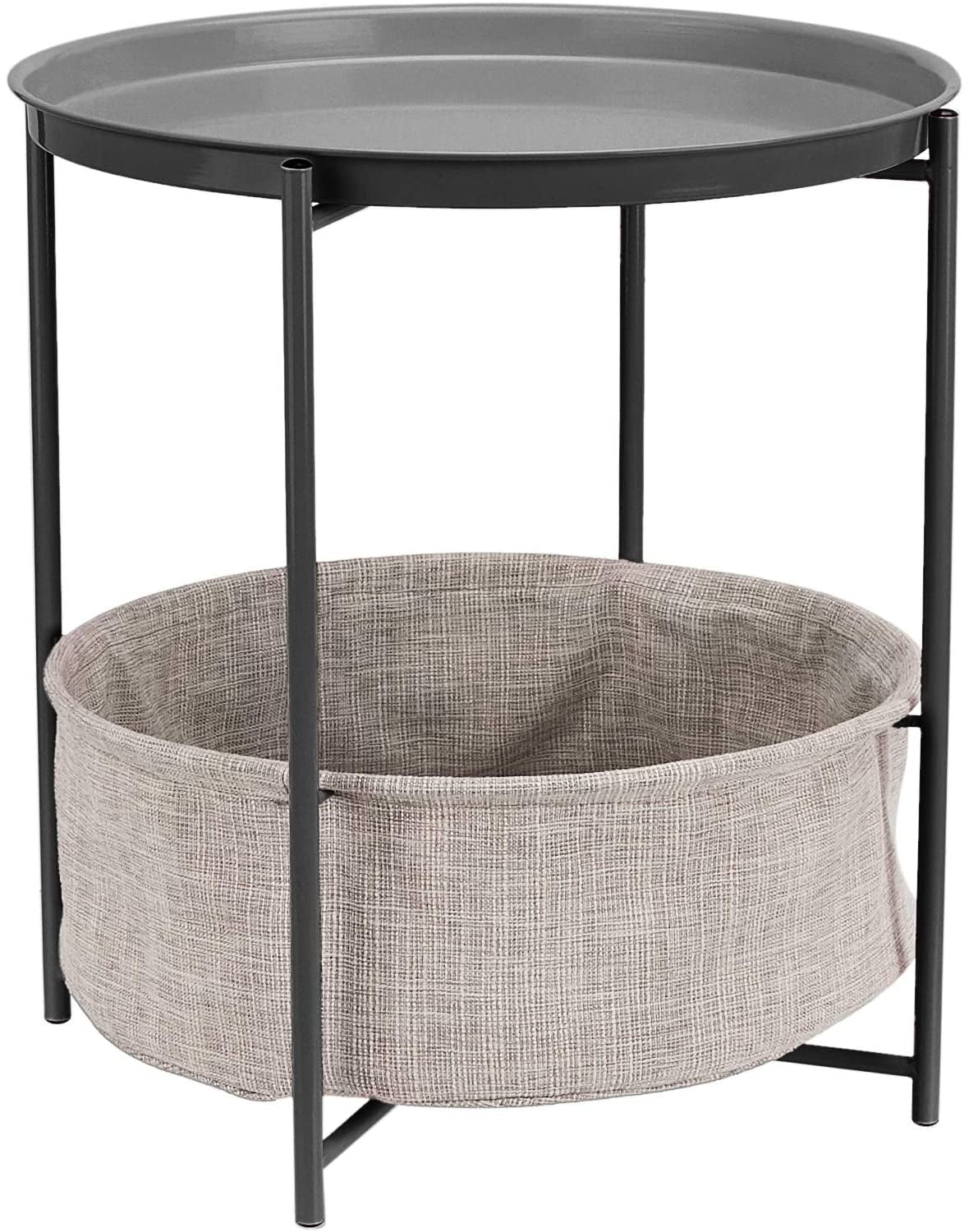 round Storage End Table, 17.7 in X 17.7 in X 18.9 In, Charcoal Gray, 44.958 Cm D X 44.96 Cm W X 48 Cm H