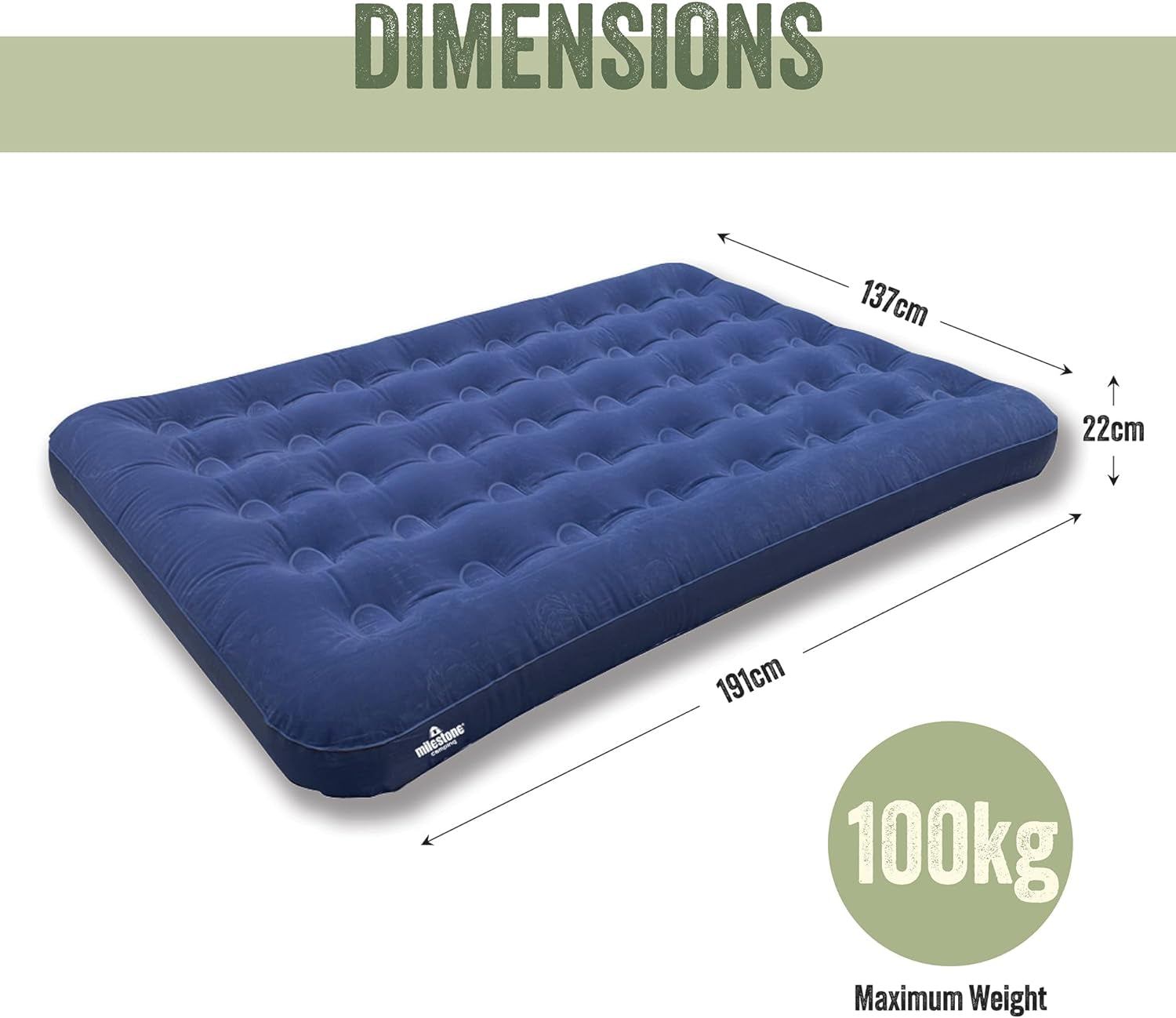 88010 Flocked Double Airbed/Easy Inflate & Deflate/Weatherproof/Great for Camping, Festivals, Sleepovers & Family Gatherings