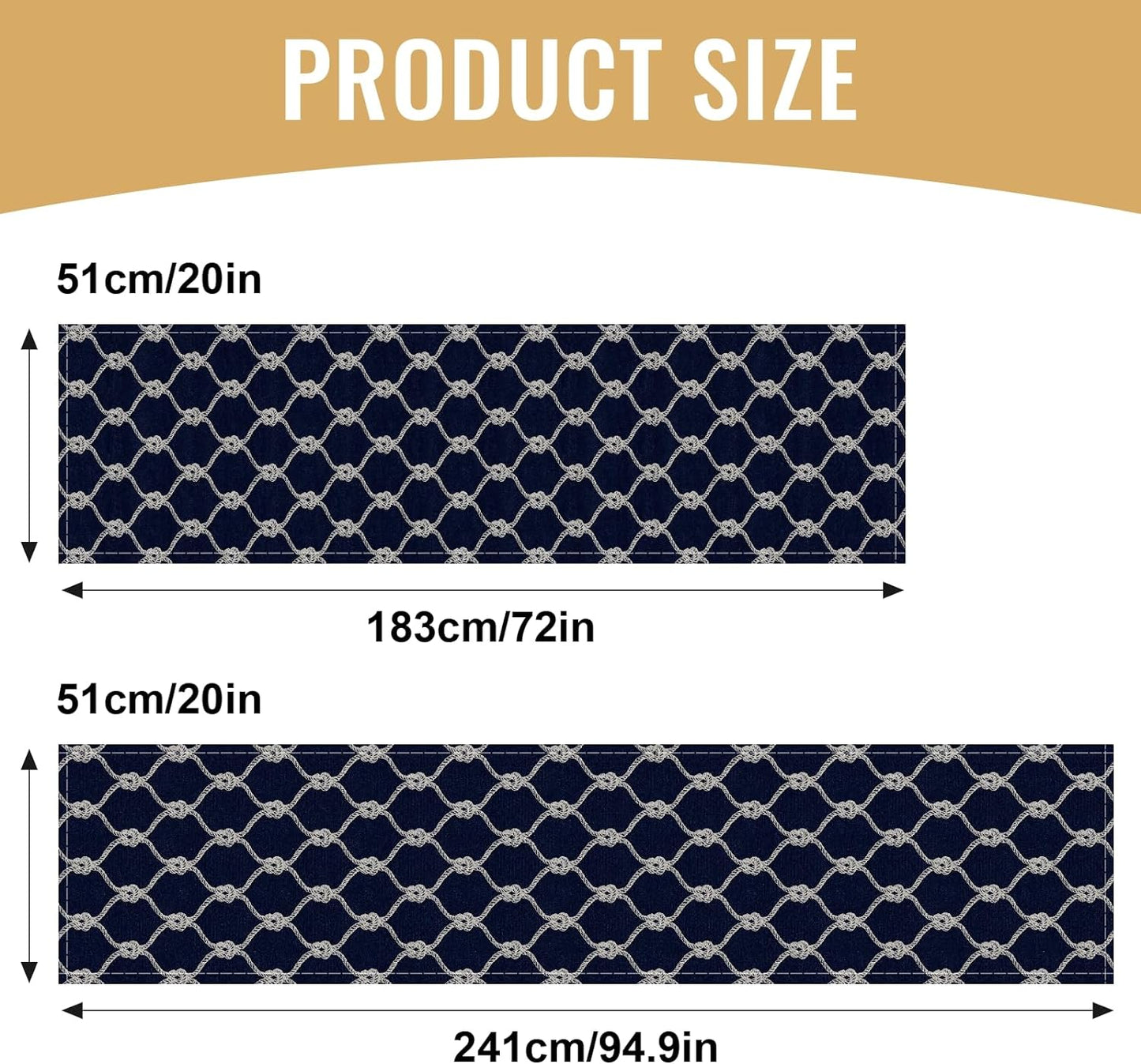 Rope Diamond Pattern Bed Runner, Navy Blue Modern Dustproof Decorative Bedding Runner Protection Bed Scarves for Hotel Home Guestrooms, 241X51Cm