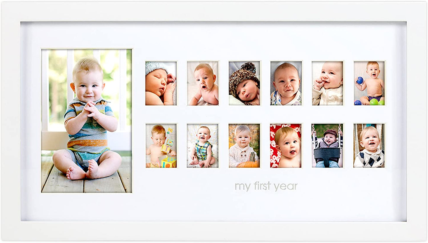 Photo Moments Baby First Year Keepsake Frame, White