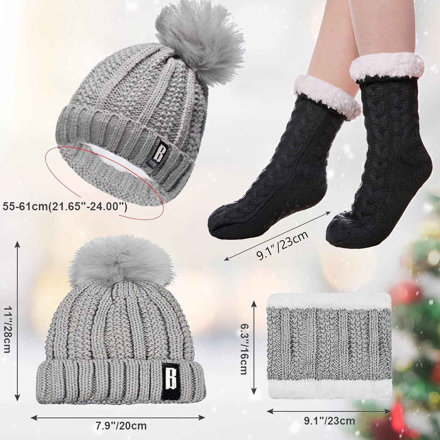 Hat and Scarf Set for Women Hat Scarf and Gloves Set Ladies Women'S Cold Weather Sets Womens Hat Scarf and Gloves Set Ear Muffs Slippers Women Christmas Gifts for Women