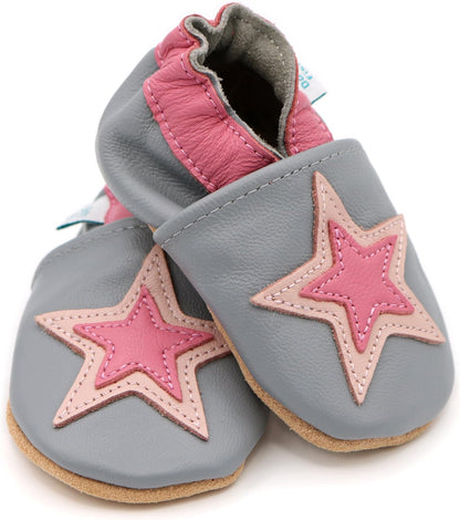 Soft Leather Baby Shoes. Toddler Shoes. Non Slip Suede Soles. Girls Shoes with Flowers, Stars, Hearts. 0-6 Months - 4-5 Years