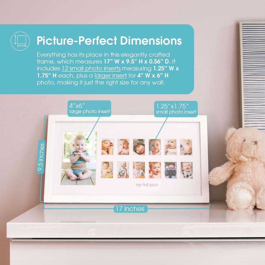 Photo Moments Baby First Year Keepsake Frame, White