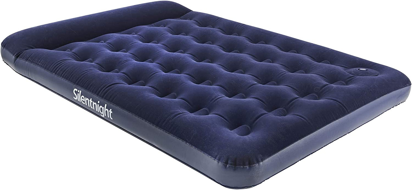 Double Air Bed with Buil-In Foot Pump – Inflatable Flocked Blow up Deep Premium Camping Mattress for Indoor and Outdoor Use with Beam Construction and Built in Pillow – 191X137X28Cm, Blue