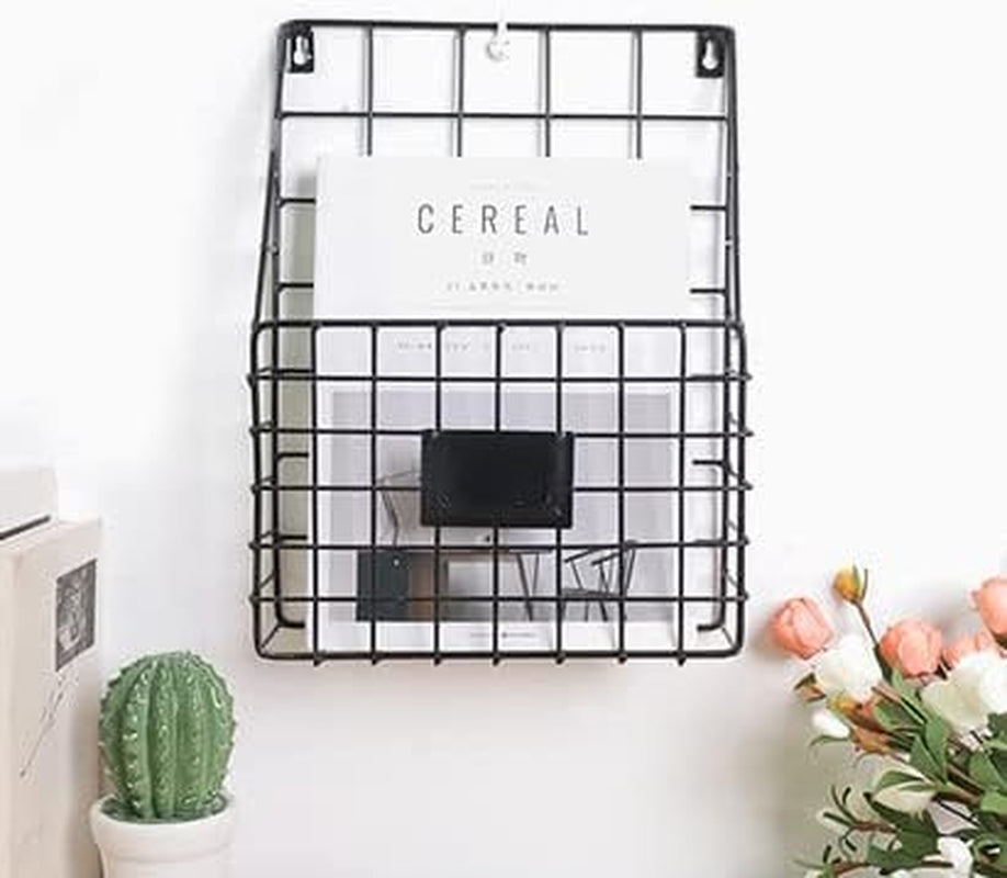 Wall-Mounted Magazine Rack 30 * 25 * 10CM Metal Magazine Newspaper Holder Rack File Simple Newspaper Basket,Magazine Rack for Door(Black)